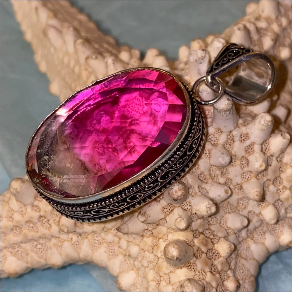 Tourmaline bi-color vintage statement pendant